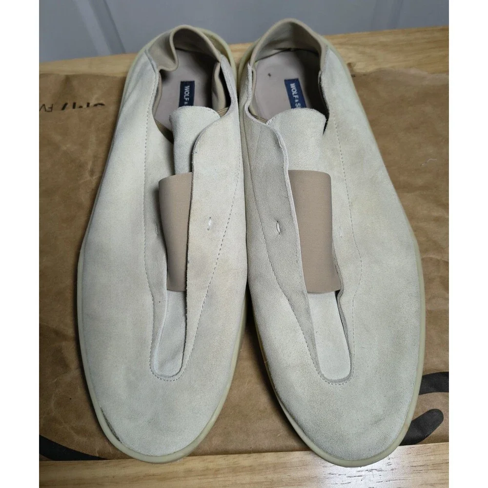 Wolf & Shepherd Cruise Shoes Mens US10 Beige Suede Slip On Casual Sneakers EU 43